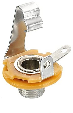 sourcing map Guitar Input Jack 1/4 Stereo Jack Mono Panel Mount Socket Silver for Guitar Bass Speakers Footswitch