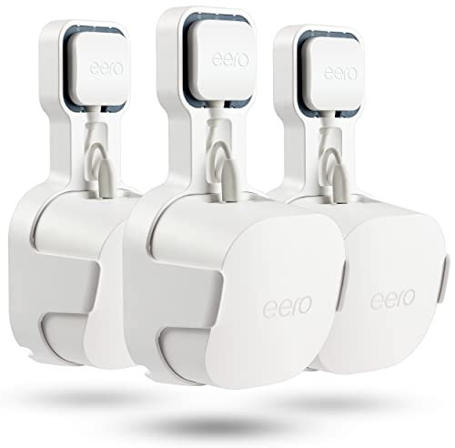 PETIMETI Wall Mount Holder for EERO 6+ Mesh WiFi System, Space Saving Outlet Wall Mount Bracket for EERO 6+ Router with Cord Management and Easily Moved(3 Pack)