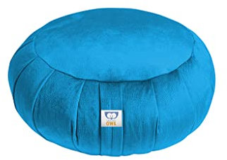 Sensory Owl Meditationskissen Yoga Kissen Zafu Samt Buchweizen Rund Türkis