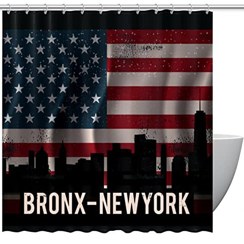 Rideau de douche vintage bronze avec drapeau américain New York City 152 x 183 cm