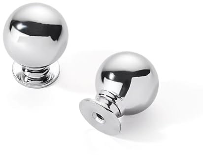CABDM 10 Pack 1 Inch Vintage Ball Polished Chrome Cabinet Knobs Kitchen Cabinet Hardware Drawer Knobs Pulls for Drawers.