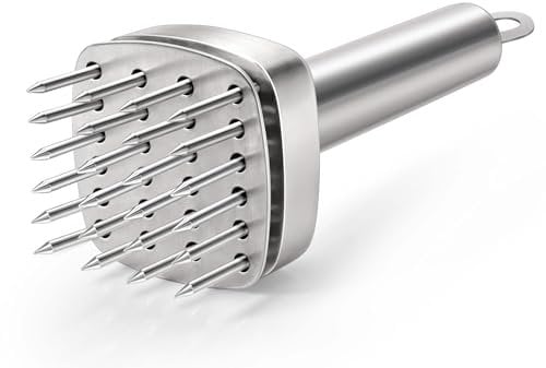 Aliglow 304 Stainless Steel Meat Tenderizer Needle Meat Hammer Mallet Tool Pounder For Tenderizing and Pounding Steak, Beef Pork Chicken BBQ And Poultry