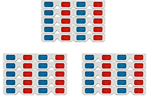 ZHIZAIHU 3D Brille, 30 Paar Stereo Objektive Aus Rotem und Blauem Papier für Set 3D Brille Aus Anaglyphen Papier