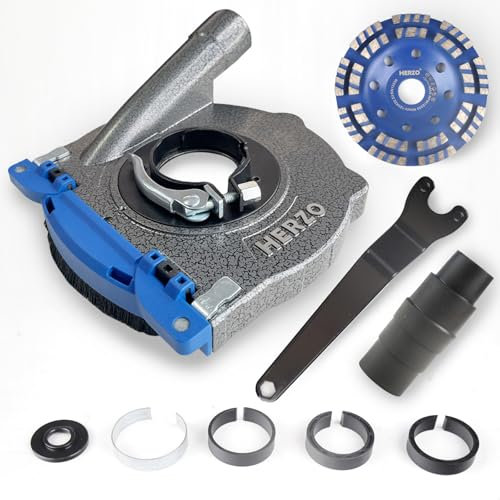 HERZO Aluminum Dust Shroud for Angle Grinder 4.5 inch / 5 Inch, Includes Diamond Grinding Cup Wheel(5 Inch)