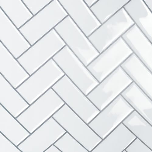 VaryPaper 3d Fliesenaufkleber Fischgrätmuster Weiß 30.5cmx30.5cm 20 Stück Küchenfliesen überkleben Fliesenfolie Bad Wasserfest Klebefolie Fliesen Wandfliesen Selbstklebend Küche Fliesensticker