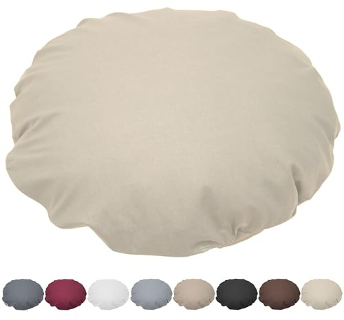 Nurtextil24 Kissen Rund 80cm Ø Durchmesser Beige Sitzkissen Dekokissen | Rundkissen 100 % Baumwolle mit Reißverschluss - Verwendung als Bodenkissen, Stuhlkissen, Sofakissen, Kopfkissen - Waschbar
