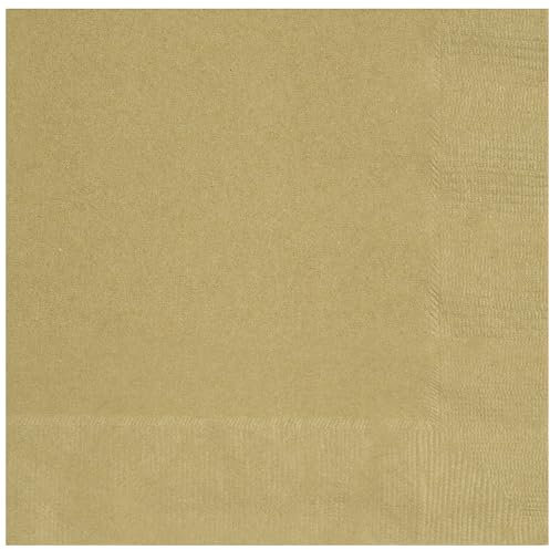 Unique 80762 - Paper Napkins - 16.5 cm - Gold Colour - 50 Count (Pack of 1)