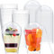 KAHEIGN 50 Piezas Vasos de Postre de Plástico con Tapas y Cucharas, 150ml Reutilizable Tazas de Postre Cuadradas Taza de Aperitivo de Parfait Transparente Servir Tazón para Postre Pudín Mousse Fiesta