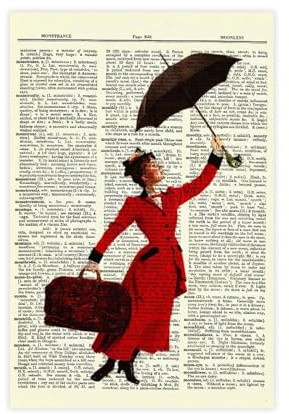 NWGACS Mary Poppins Wörterbuch, Vintage-Kunst, 1 Leinwand-Poster, Schlafzimmer-Dekor, Sportlandschaft, Büro, Raumdekoration, Geschenk, ungerahmt, 30 x 45 cm