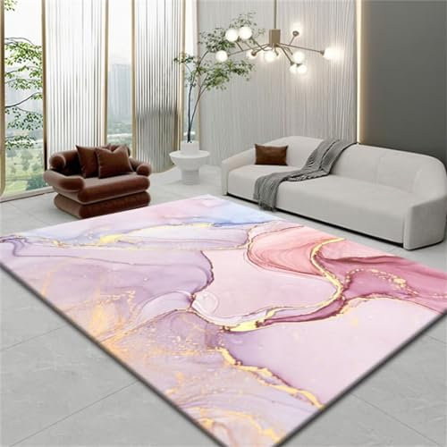 QGYFRE Tappeto Cameretta Bambini Grande Tappeti Antibatterici Tappeto Per Cameretta Per Ragazze, Tappeto Lavabile Per Soggiorno, Dal Design Moderno E Minimalista Lilla 100X160Cm