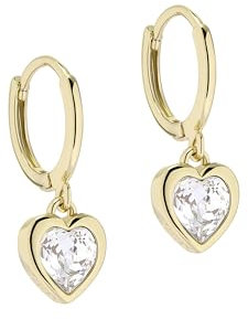 Ted Baker Hanniy Crystal Heart Huggie Hoop Earrings For Women (Gold Tone/Crystal)
