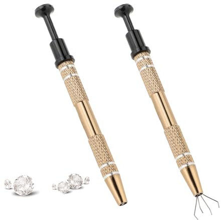 simarro 2 Stück Piercing Zange, Piercing Kugel Zange 12cm Diamant Edelsteine Catcher mit 4 Klauen, Piercing Kugel GreiferPiercingkugelzange Schmuck Pick up Werkzeug für Kleinteile Schmuck(Braun)