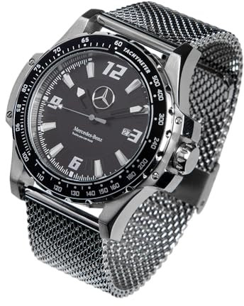 Generisch Daimler Truck AG kompatibel für Mercedes-Benz Herren Armbanduhr (Schwarz) Edelstahlgehäuse mit Silikon Armband