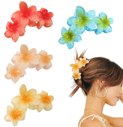 Niaciswe Forcina Con Fiori Colorati 4 Pezzi Fermaglio Grande per Capelli Artiglio Per Capelli Carino Forcine Fiore Per Capelli Pinze per Capelli Fiori Clip Artiglio Mollette Capelli Donna Grande