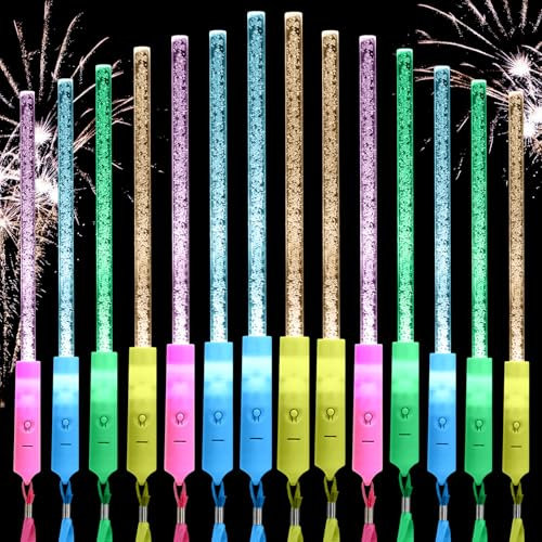 Ainiv 14 Stück Leuchtstäbe für Konzerte,LED Leuchtstäbe Bunte, LED Leuchtstäbe Glow in The Darkness Stick Partyzubehör, Leuchtstäbe Bunte für Kinder Halloween, Weihnachten, Party, Konzert, Hochzeit