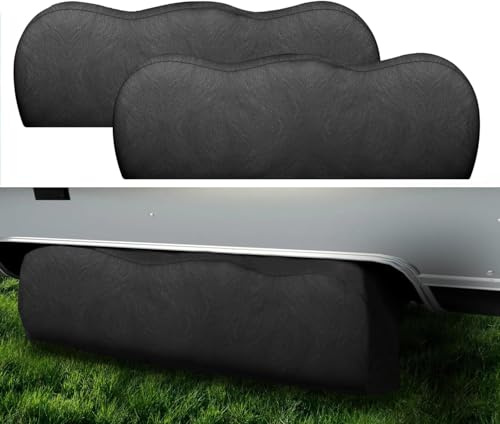 2 Pack Triple Axle Tire Cover, Fits 27 to 29 Tires, Heavy Duty Waterproof Vinyl Cover, Large Tyre Cover for RV, Trailer and Truck Wheels, Black