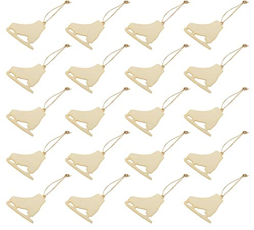 DIYEAH 20 Sets Unvollendete Holzschlittschuhe In Form Von Ornamenten Weihnachtsdekorationen Aus Holz Leere Hölzerne Schlittschuhe Schuhausschnitte Bastelarbeiten Für Diy-Basteln
