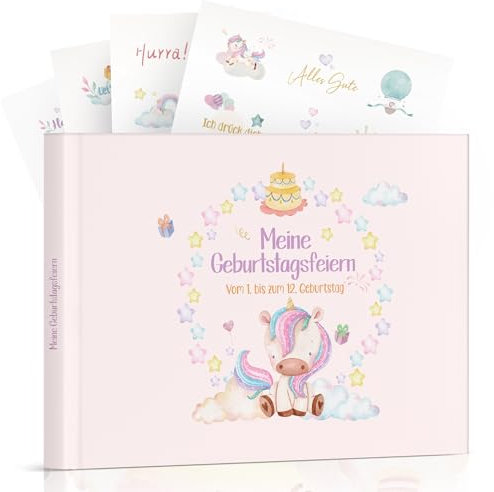 Geburtstagsbuch für Mädchen mit Stickern | Erinnerungsalbum von 1 bis 12 Jahren | Mein Kindergeburtstag zum Ausfüllen & Gestalten | Geschenkidee für Mädchen | Fotobuch mit Platz für Fotos & Erinnerung