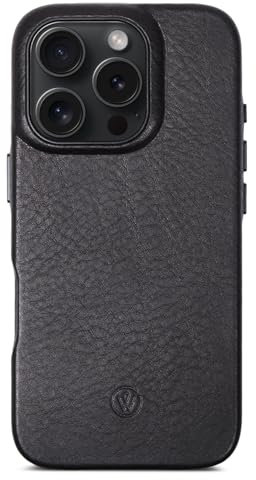 GOOD WILHELM Für iPhone 16 Pro Max Lederhülle - Handgefertigtes Premium Case aus pflanzlich gegerbtem Leder, Dünn, magnetisches Laden (Qi), Echtleder Hülle (Schwarz, iPhone 16 Pro Max)