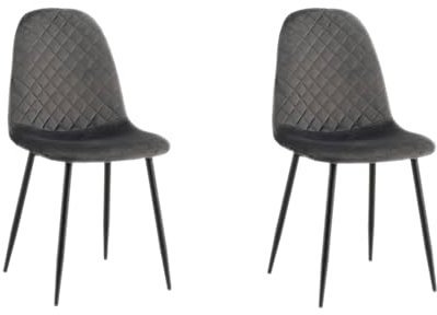 YULU Esszimmerstühle 2er Set Küchenstuhl Polsterstuhl Wohnzimmerstuhl Sitzfläche aus Samt, Metallbeine (Grau*2)