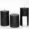 3er Set Led Kerzen 7,5cm ø Kerze flackernde Flamme mit Fernbedingung SCHWARZ 15 cm + 12,5 cm + 10 cm Höhe, LED Kerzen mit Timerfunktion, 3 AAA Batterien nötig, LED Echtwachs Stumpenkerzen warmweiß
