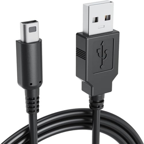 TECHZOCO Cavo di ricarica USB per 3DS, compatibile con Nintendo New 3DS XL/New 3DS XL/3DS XL/3DS XL/3DS 2DS XL/2DS XL/2DS XL/2DS XL/2DS/DSi/DSi XL, 1,20 metri, nero