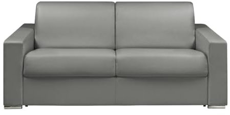 Vente-unique-Schlafsofa 3-Sitzer + Matratze mit Memory Schaum - Kunstleder - Liegefläche: 140 cm - Grau - CALITO