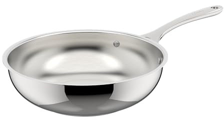 Lagostina Orchestra Wok Antiadhésif avec Manche Long en Acier Inoxydable 18/10 Ø 26 cm, Fond Lagotherm 3 Couches, Effet Miroir Extérieur et Intérieur Satiné, pour Toutes les Sources de Chaleur