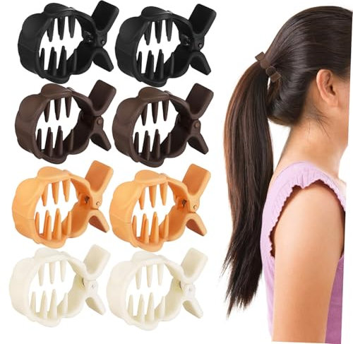 DEARMAMY 8 Pièces Pince haute pour queue de cheval forte prise décoration de pinces à cheveux Poignée Pinces à cheveux requin pour femmes petites pinces à cheveux griffes de cheveux résine