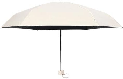 minkissy Parasol De Soleil UV Pour Femme Parapluie De Voyage Mini Parasol Portable Léger Pliable Pour La Plage En Fibre Beige