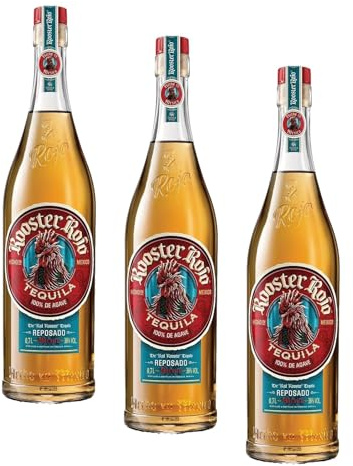 Rooster Rojo Reposado Tequila 70cl, 38% ABV | 100% Blue Weber Agave | Double Distilled, Filtered Through Silver, Barrel Aged (Pack of 3)
