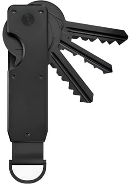 AtEaze Kompakter Schlüssel Organizer aus Metall für bis zu 6 Schlüssel mit D-Ring (Schwarz)