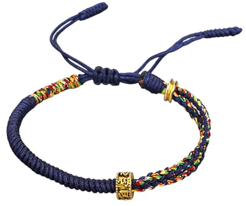 Mehrfarbiges, buddhistisches, handgefertigtes Seil-Armband, tibetisches Glücksarmband, für Damen, Herren, Teenager. Verstellbares Freundschaftsgeschenk, handgefertigtes Seil, gewebtes Chakra-Armband