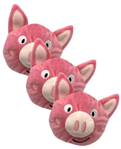 Aumüller Katzenspielkissen Schweinchen Peggy, 3er Set - Katzenspielzeug mit Baldrianfüllung