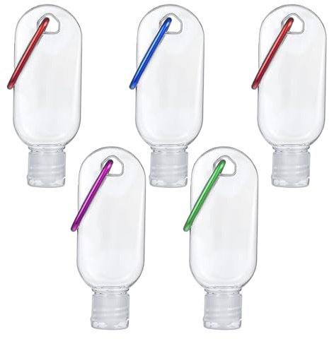 Tucnoeu Hand Keychain 5 Pcs Travel Bottles with Keychain,1.7oz (50ml) Portable Plastic Leakproof Squeeze Bottles Kits with Flip Cap for Home Office Outdoor