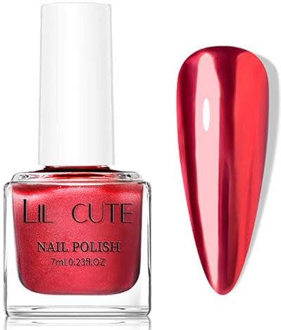 Metallic Nagellack Rot - Spiegelnagellack Schnelltrocknend Chrom - Quick Dry Glossy Nail Polish - Mirror Effekt Long Lasting Metallischer Nagellack Entfernen Kratzfest, Kein UV Benötigt (Red)