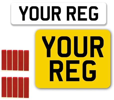 Registartion Number Plates with Double Sided Tape, Premium Quality (Square & Standard) Acrylic Number Plates for Cars UK Legal, 2D,3D,4D Gel Passses Plate