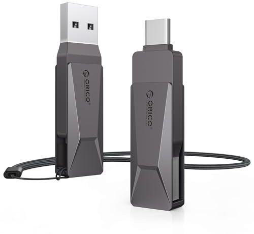 ORICO Cle USB 128 Go avec OTG, 150 Mo/s, Type-C et USB-A, Gris, CB05 | 2-en-1, Métal, Plug & Play, Compatible avec iPhone 17/16/15, Smartphones/Tablettes/Ordinateurs Portables/PC Android