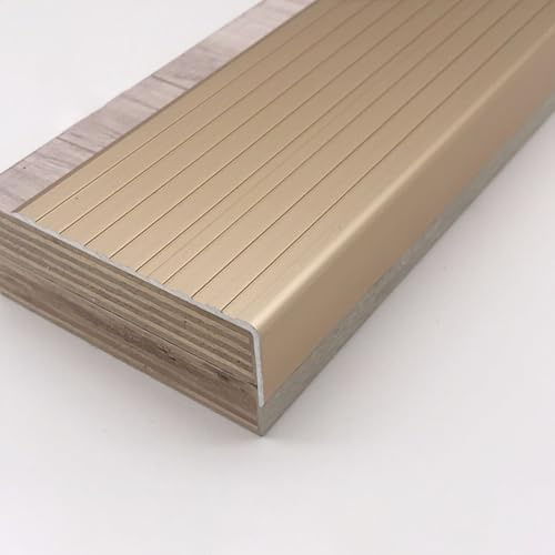 50 60 80 100 120 150 170 cm Treppenkantenprofil für Vinylböden/Laminat/Betonstufen/Fliesen, wasserdichte Bodenkantenleiste aus Metall und silber-goldene Trittstufenkantenstreifen für Kinderz