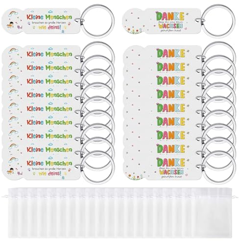 YEJAHY 20 Stück Acryl Einkaufswagenchip Schlüsselanhänger mit Organza Beutel, Einkaufschip Set, als Abschiedsgeschenk Erzieherin, Danke Geschenk und Gastgeschenke für Kollegen