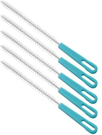 5 Pcs Long Straw Cleaning Brush Nylon Tube Cleaner | Lotus Root Hole Cleaner, Green Plastic Handle, Fine 360° Bristles for Multi-purpose Use