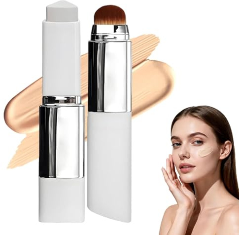 Facelove Foundation Stick mit Pinsel 2-in-1: Weiß passt sich Hautton an - 12h schweißresistent ölregulierend - Für Alle Hauttypen - Als Foundation Concealer Highlighter Konturierer