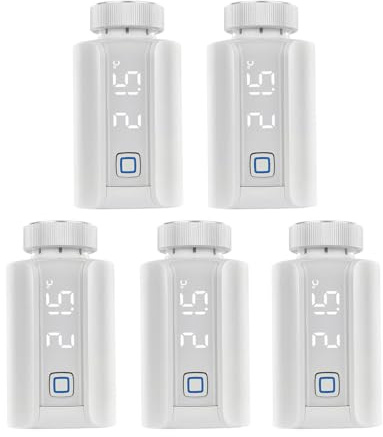 Homematic IP Heizkörperthermostat – Evo 5er-Set, Smart Home, digitaler Thermostat Heizung, Heizungsthermostat, Steuerung per App, Alexa & Google Home, einfache Installation, Energie sparen