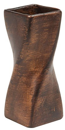 Blumenvase Tischvase Keramik Holzdekor braun H 19 cm gedreht Vase Blumen matt