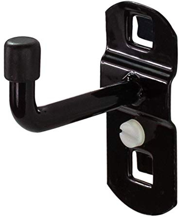 ADB Werkzeughalter Lochwand Haken Halter 35, 75, 125, 150, 200 mm mit senkrechten Hakenende, Farbe (RAL):Tiefschwarz (RAL 9005), Länge:125 mm