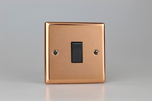 Varilight XY1B.CU Light Switch 1 Gang 2 Way 10 Amp Polished Copper (Black Inserts)