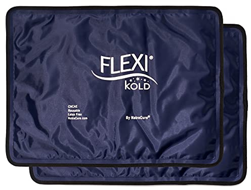 2 FlexiKold Gel Ice Packs (Standard Large: 10.5 x 14.5) - Reusable Cold Pack for Injuries, for Back Pain Relief, Migraine Relief Pad, After Surgery, Postpartum, Headache, Shoulder - 6300-COLD 2PK