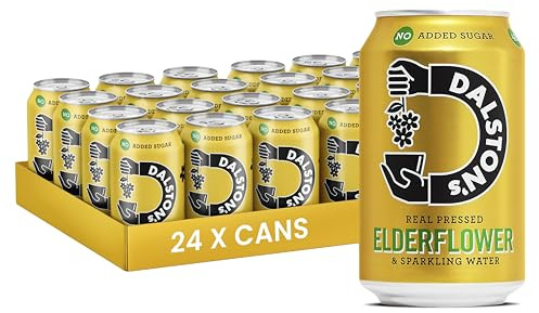 Dalston's Sparkling Elderflower Soda (24 x 330ml) - Real Pressed Elderflower & Sparkling Water - 46 Kcal - No Added Sugar - No Artificial Sweeteners - Healthy Alternative - Low Calorie - Vegan
