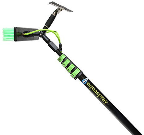 Aquaspray 30' Waterfed Telescopic Pole Window Cleaning | 30cm Brush Head & Squeegee | 30 Foot / 9 metres | Lightweight Extension Washing Brush System