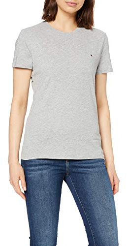 Tommy Hilfiger HERITAGE CREW NECK TEE Kurzarm Strickoberteile Damen, Grau (Light Grey Htr), XS